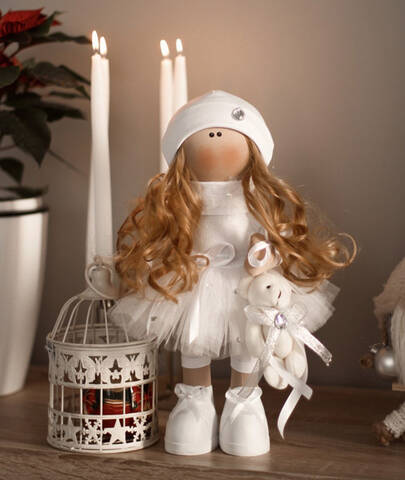 Кукла тильда Снежинка (текстильная) 37см мудрый-дачник