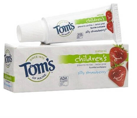 Детская зубная паста без фтора с клубничным вкусом Toms 119г фото
